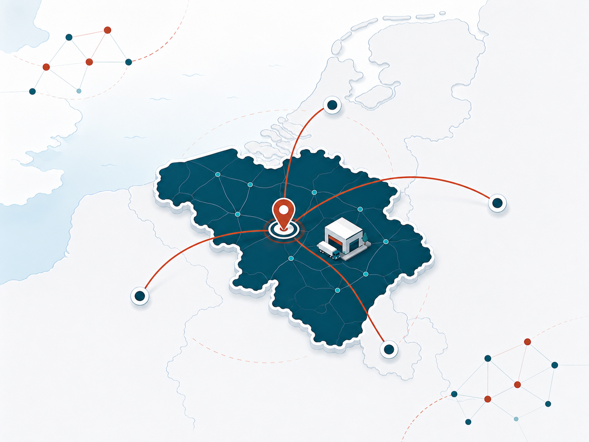 Belgium with Brabant Wallon highlighted and a pin on Court-Saint-Étienne, NexOR's location