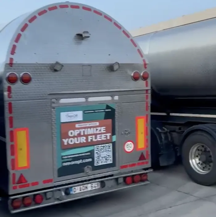 The panel on a tanker pulling away