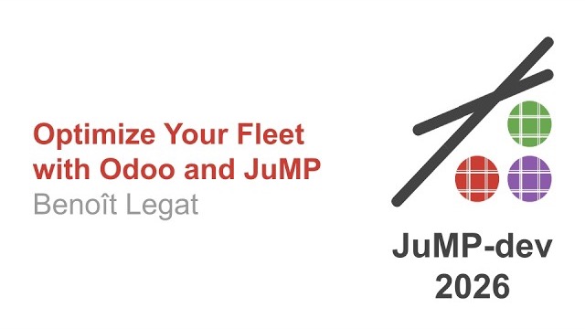 Image-titre de l'exposé : Optimize Your Fleet with Odoo and JuMP, Benoît Legat, JuMP-dev